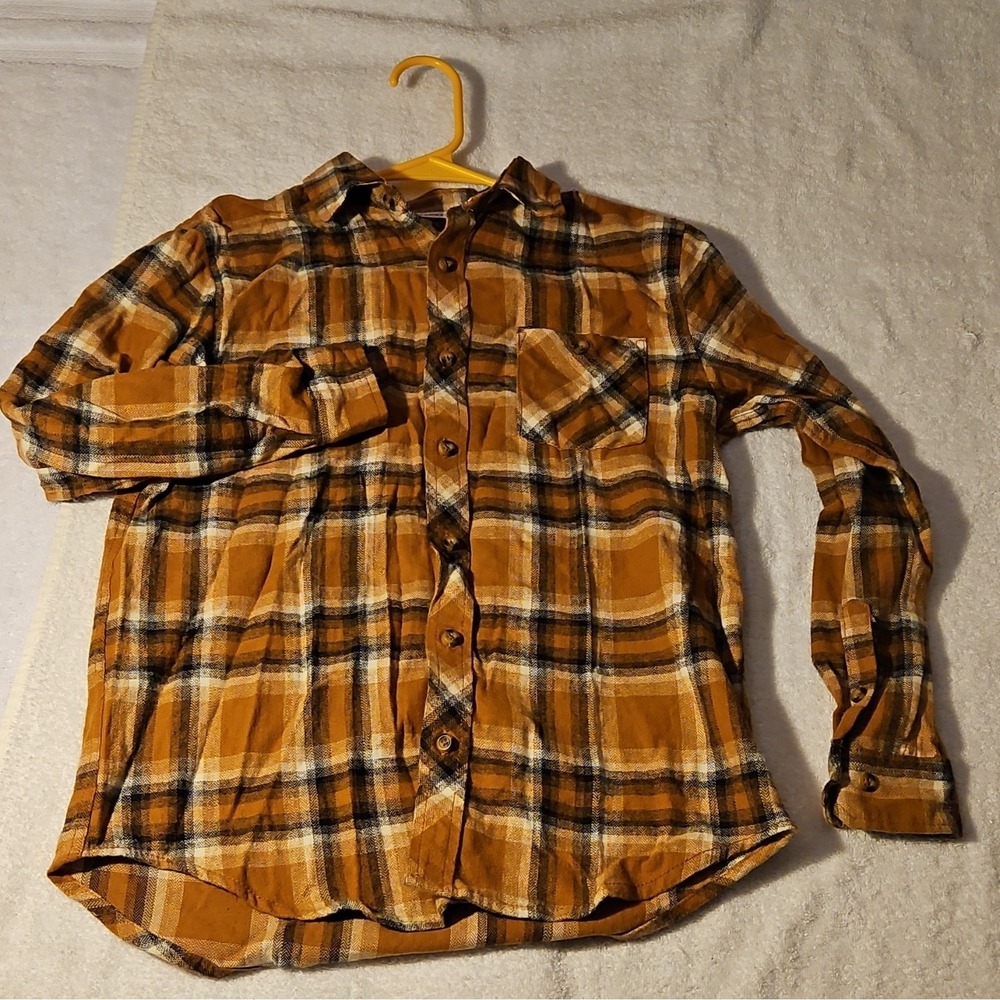 Distortion Boys 10/12 Brown Black White Plaid Long Sleeve Collared Button-Up‎